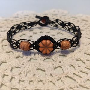 Handcrafted Ankle Bracelet Circumference Approx 8 1/2" Black